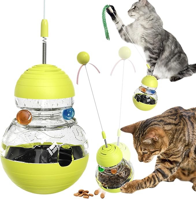 TLKNG Cat Toy for Indoor Cats Wobble Treat Dispenser Ball Kitten Food Dispenser & Puzzle Feeder Balls & Enrichment Toys & Mental Stimulation Interactive Brain Game