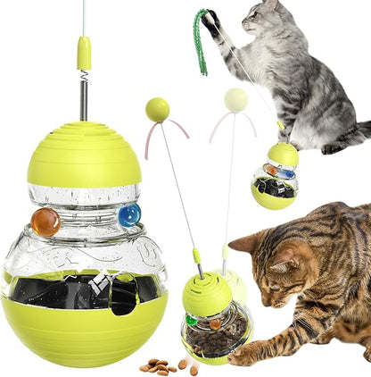 TLKNG Cat Toy for Indoor Cats Wobble Treat Dispenser Ball Kitten Food Dispenser & Puzzle Feeder Balls & Enrichment Toys & Mental Stimulation Interactive Brain Game