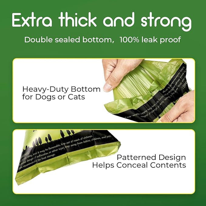 ATIFBOP Biodegradable Dog Poop Bags 150 Count 10 Rolls with Dispenser, Thicken and Leak Proof Poop Bag Holders for Leashes(Scented)
