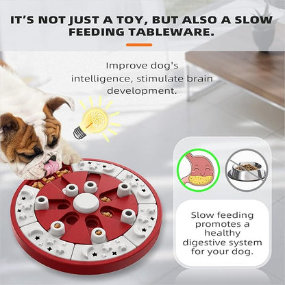 Dog Puzzle Toy Dogs Brain Mental Stimulation Mentally Stimulating Puzzles Feeder Toys Puppy Treat Food Dispenser Advanced Level 2 in 1 Game for Small/Medium/Large Aggressive Chewers Breed Red A
