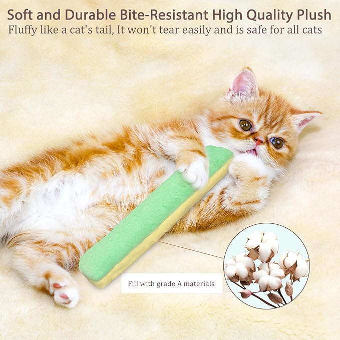 Retro Shaw Refillable Catnip Toys for Cats, 3Pcs Cat Toys Pillows with Crinkle Sound, Interactive Indoor Kitten Nip Chew Kitty Kicker Toy for Exercise 8 Inches
