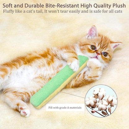 Retro Shaw Refillable Catnip Toys for Cats, 3Pcs Cat Toys Pillows with Crinkle Sound, Interactive Indoor Kitten Nip Chew Kitty Kicker Toy for Exercise 8 Inches