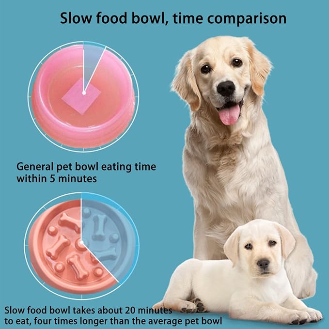 Personalized Slow Feeder Dog Bowl, Non-Slip, Customizable, 7.4 in x 2 in x 9.4 in