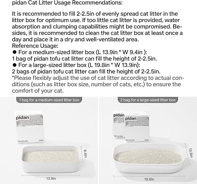 pidan Tofu Cat Litter Clumping,Flushable,Ultra Absorbent and Fast Drying, 100% Natural Ingredients Litter,Solubility in Water,Really Dust-Free,Less Scattering (5.3lb×2bags)