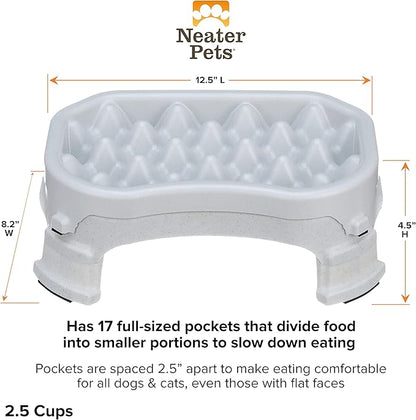 Neater Pet Brands – Neater Raised Slow Feeder Dog Bowl – Elevated and Adjustable Food Height - (2.5 Cup, Vanilla Bean)