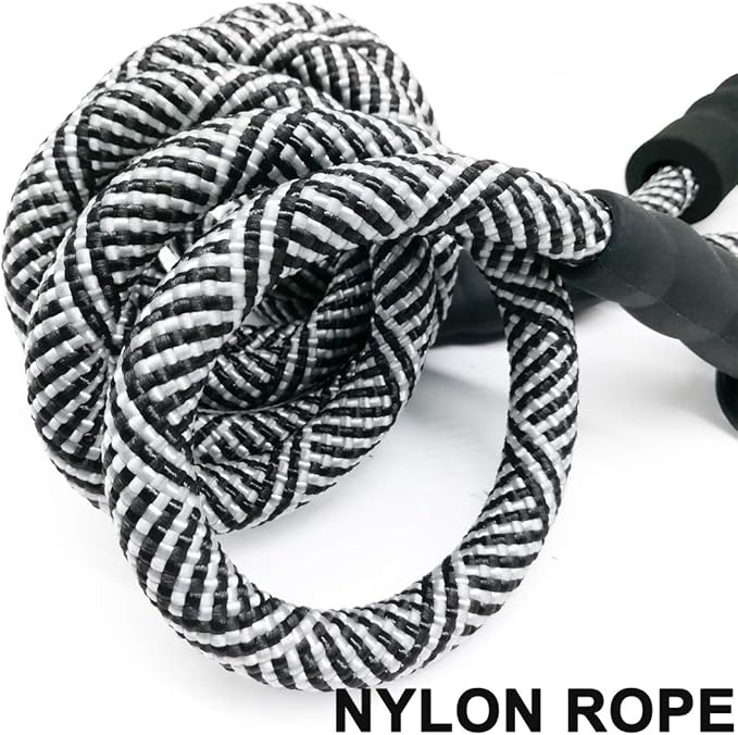 MayPaw Heavy Duty Rope Dog Leash, 3/4/5/6/7/8/10/12/15/20FT Nylon Pet Leash, Soft Padded Handle Thick Lead Leashes for Large Medium Dogs (Black, 1/2" * 12')