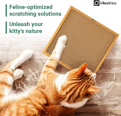 Cat Scratching Pad Board, Refillable and Combinable Corrugated Cat Scratchers for Indoor Cats, Double-Sided and Recyclable Cardboard (2Refill+2Pack)