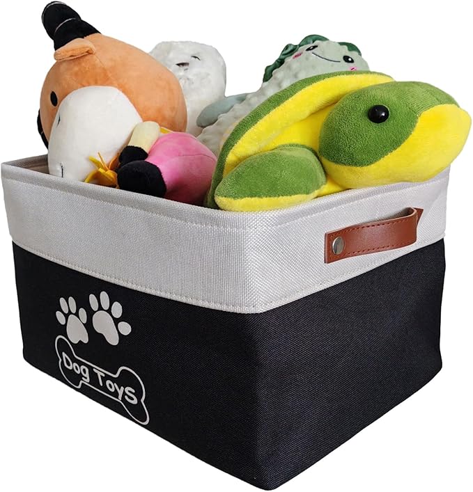 Large Dog Toy Basket Collapsible Dog Toy Box Shape Keeping Rectangle Dog Toy Bin for Pet Toys, Accessories