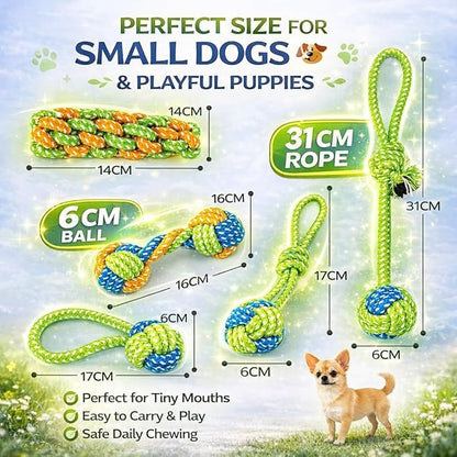 6 Pack Rope Toys for Dogs, Dental Cleaning, Teething Relief for Puppies, Boredom Reduction,Cotton Dog Teething Toys for Instinctual Play (Basket not Included)
