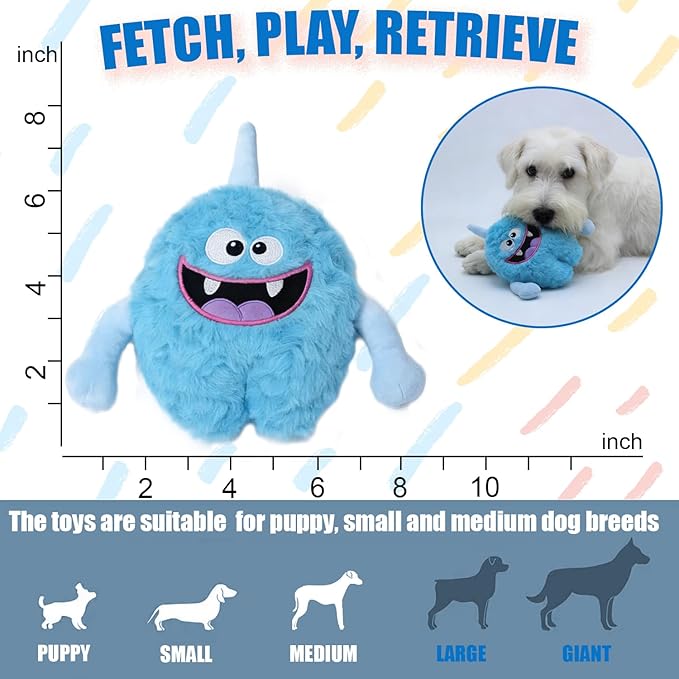 Plush Squeaky Dog Toy, Crinkle Stuffed Dog Toy Keep Them Busy Tug of War Birthday Dog Chew Toy for Small Medium Large Dogs (Light Blue)