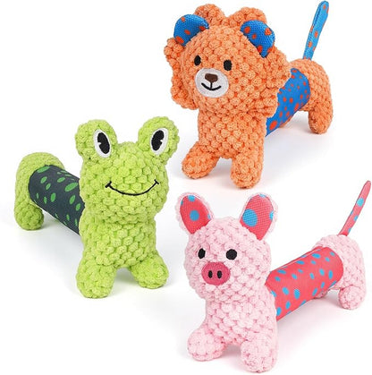 Squeaky Dog Toys, Interactive Dog Toys for Indoor Play, Lion Rabbit Fog Dog Toys with Durable Fabric Material for Small Medium Large Dogs - 3pack