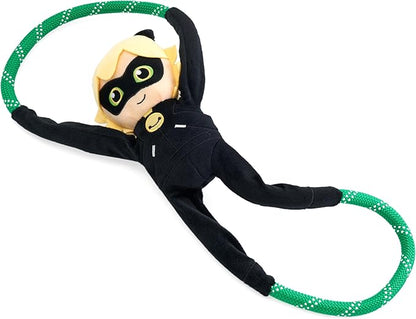 ZippyPaws RopeTugz Dog Toy, Durable Rope for Tugging and Chewing, Plush Body with Squeaker, Miraculous Cat Noir