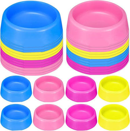 24 Pcs Puppy Bowls Puppy Birthday Party Supplies Pet Plastic Bowls Reusable Cat Food Feeding Water Dish Candy Colour Pet Dish for Dog Birthday Party Favors Blue Rose Red Yellow and Pink