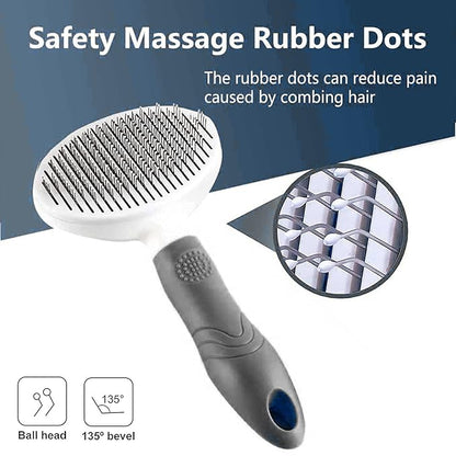 Self Cleaning Slicker Brush - Cat Brush Skin-Friendly Deshedding Grooming Massaging Tool for Long & Short Haired Pets, Cat Hair Brushes Easy Removes Undercoat for Dogs Cats Rabbits-UPGRADED, Gray