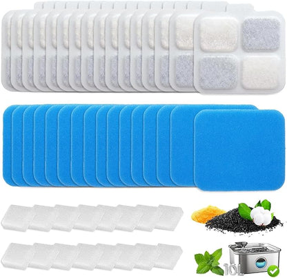 16-Pack Dog Water Fountain Filter Cmpatible with Oneisall PW07SAU 10L/2.64Gal，16 Filters, 16 Pre-Filters & 16 Pump Sponges - High-Performance Multilayer Filtration，Clean & Safe Drinking Water for Dog
