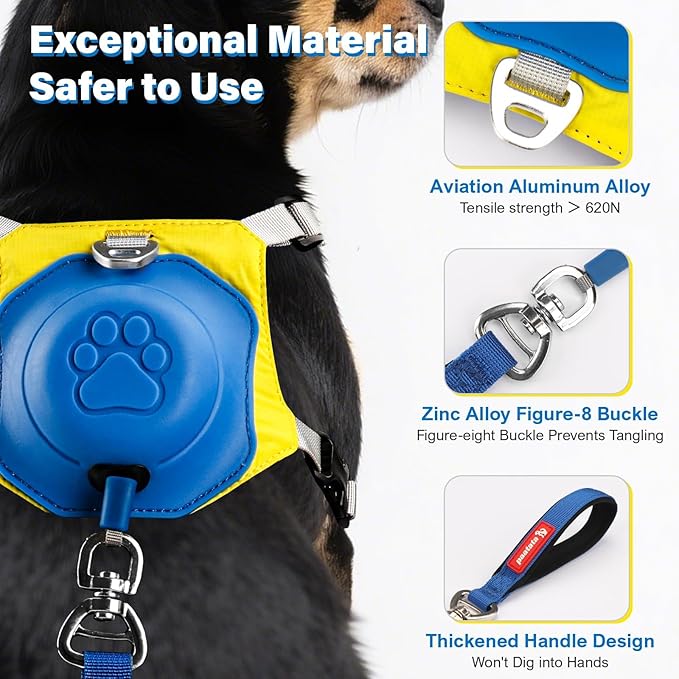 No Pull Dog Harness, 2 in 1 Retractable Harness with Auto-Lock, Reflective Breathable Mesh and Handle, Adjustable Leash Set for Small, Medium,Large Dogs,Cats (Color 2, XS)