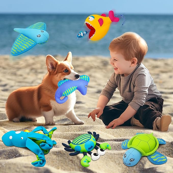 Rope Dog Toys, Floating Dog Toys with Rope for Indoor or Outward Play, Fish Interactive Dog Gifts for Small and Medium Dogs