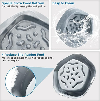 VANNON Slow Feeder Dog Bowls Non Slip Puppy Bowl Durable Dog Puzzle Feeder Bloat Stop Food Bowls for Puppy and Small Dogs, BPA Free, 2 Cups, Grey