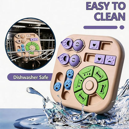 Dog Puzzle Toys, 4-in-1 Interactive Dog Toys for Boredom, Treat Dispensing Slow Feeder for Mental Stimulation, Enrichment Toy for Smart & Beginner Dogs, Khaki