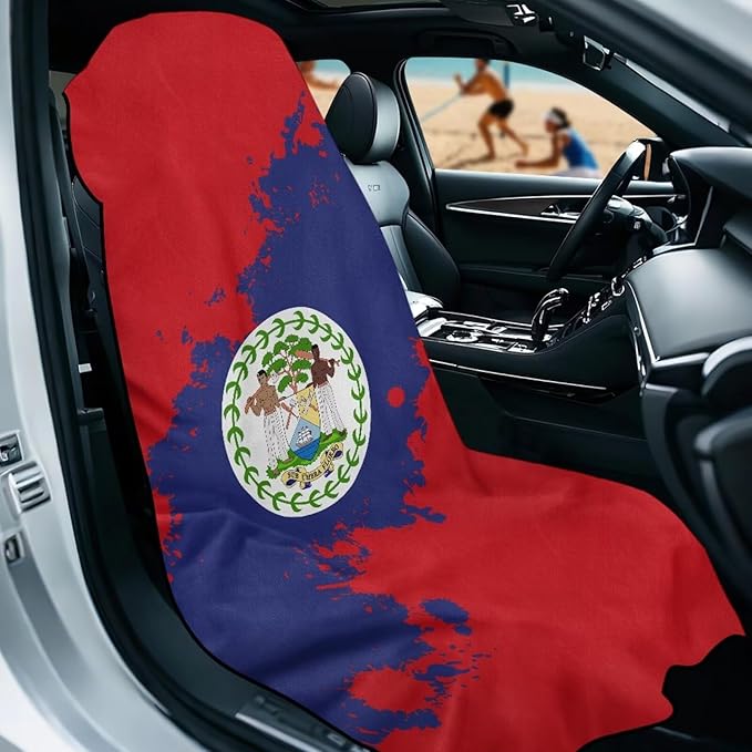 SEANATIVE Flag of Belize Seat Cover Universal Car Sport Towel Seat Cushion Sweat-Absorbent Towel Cloth Suitable for All Seasons Beach Seat Cover Washable