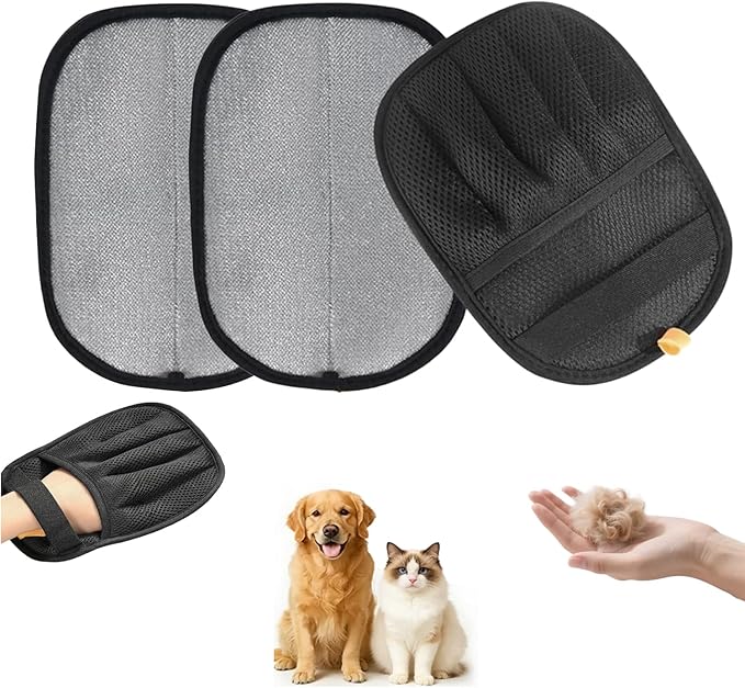 2Pcs Pet Hair Removal Glove with Electrostatic Technology, Pet Hair Gloves for Dogs and Cats, Washable Pet Hair Remover Tool for Sofas, Carpets, Car Seats and Bedding