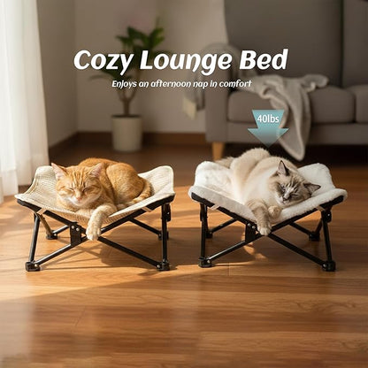 PETKARAY Foldable Sisal Cat Scratcher Bed, Sisal Scratching Pad with Raised Metal Frame, Elevated Cat Hammock Chair for Indoor Cats