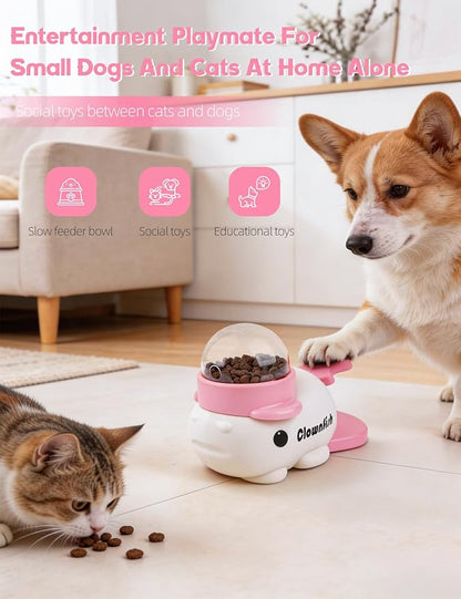 Dog Treat Dispenser Puzzle Toy, Intercative Slow Feeder Bowl for Cats and Dogs, Mental Stimulation Enrichment Toy, Indoor Pet Feeder with Silicone Mat to Keep Pets Busy, Multiple Colors (Pink)