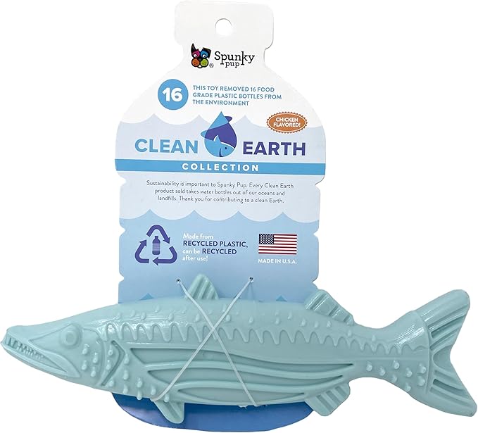 Spunky pup Clean Earth Heavy Duty Dog Chew Toys for Aggressive Chewers - Recycled, Made in USA, Barracuda