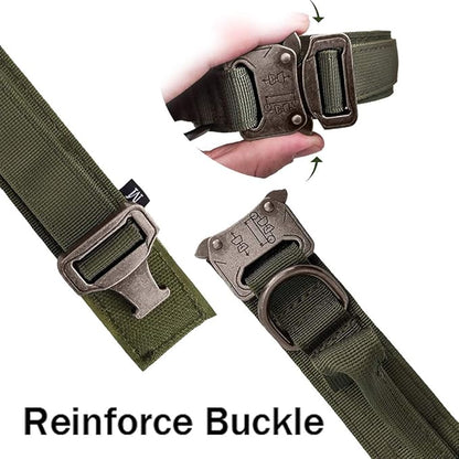 Xqpetlihai Tactical Dog Collar Adjustable Military Nylon Dog Collar with Control Handle and Heavy Duty Metal Buckle for Medium and Large Dogs (Green,XL)