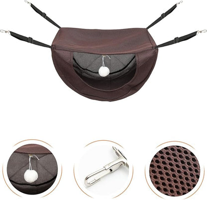 Small Coffee Breathable Mesh Cat Cage Hammock Bed, Machine Washable Summer Pet Sleeping Nest for Kittens and Small Pets