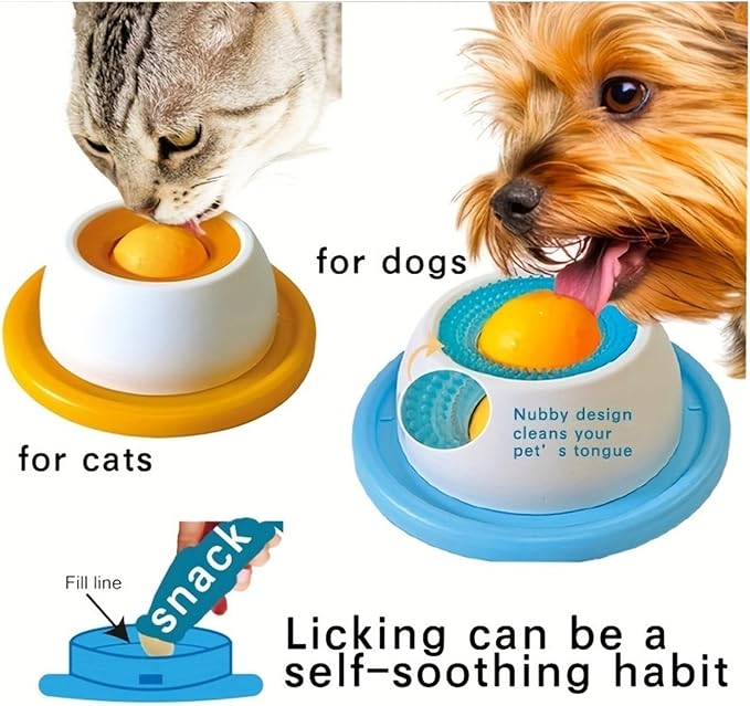 Slow Feeder Lick Mat for Dogs & Cats - Interactive Pet Licking Mat with Dental Health Benefits, Puzzle Snack Bowl for Treats, Yogurt, and Food(E)