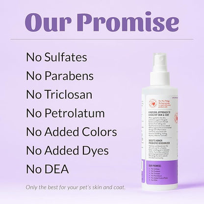 SKOUT'S HONOR Probiotic Pet Deodorizer Spray- Hydrating Daily-Use with Avocado Oil & Omega-3s, Microbiome Friendly Certiified, Paraben & Sulfate-Free, 97% Natural, 8oz, Lavender