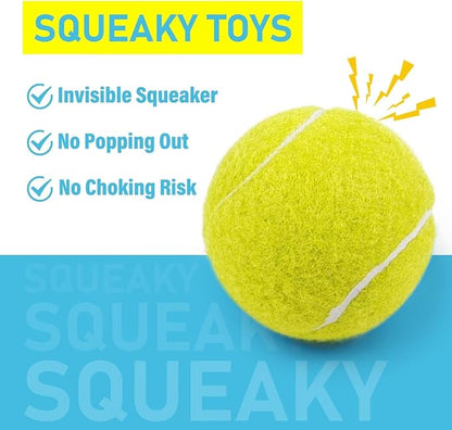 Prime Pets Tennis Balls for Dogs 3 Pack 2.5”, Durable Dog Toys for Training, Fetch & Outdoor Play, Squeaky Balls for Dogs Small and Medium with High Bounce, Interactive Pet Fetch Ball