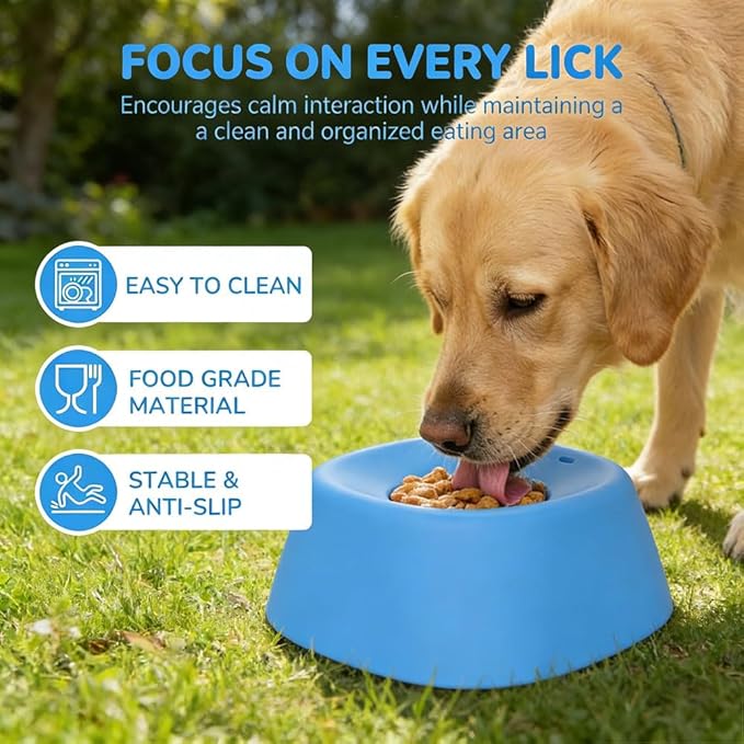 Lick and Roll Slow Feeder Bowl for Dogs, Food-Grade Rubber, Interactive Treat Feeding, Anti-Slip, Built-in Ball Roller, for Small, Medium and Large Breeds (Black)