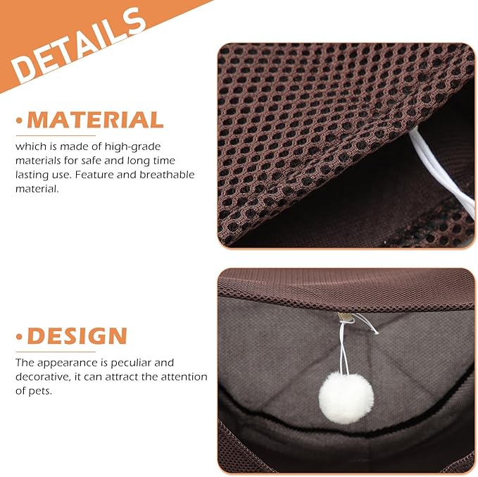 Small Breathable Mesh Cat Hammock for Cage, Comfortable Summer Pet Bed for Kittens, Machine Washable Hanging Nest in Brown Tone, Size S