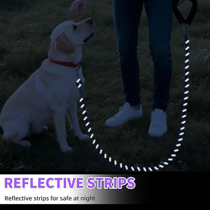 Mile High Life Reflective Dog Leash, with Comfortable Padded Handle, Purple Nylon Rope Leash with Steel Tips, Heavy Duty 4 Feet Pet Leashes (Purple,48 Inches)