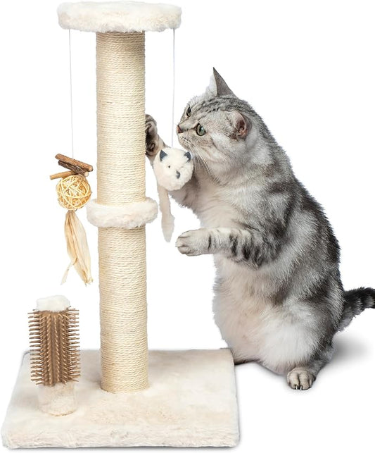Best Pet Supplies Catify Cat Scratcher, Fun Interactive Scratchers, Posts, Poles, Claw Safe, Furniture Saver Indoor Play Support Natural Cat Behaviors Heavy Duty - Beige, 11.78 x 11.78