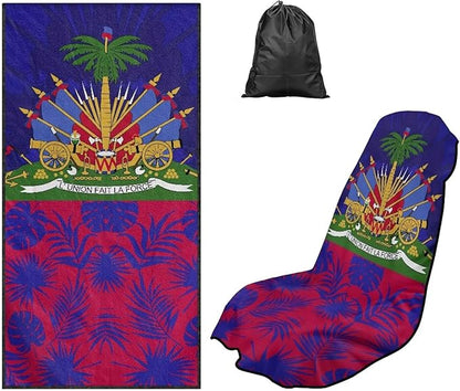 SEANATIVE Flag of Haiti Car Cushion Towels Auto Seat Protectors - Absorber Towel for Car Wash Car Seat Covers, Post-Workout & Dog Owners (33.1" x 60.67")