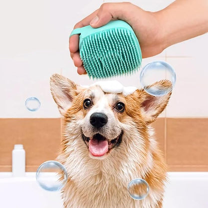 7pcs Pet Grooming Kit, Self-Cleaning Brush Shedding Kit with Nail Clipper, Flea Comb, Shampoo Bath Brush, Finger Toothbrush, Storage Bag (Blue)