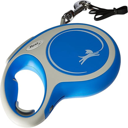 Flexi New Comfort Tape Grey & Blue Large 8m Retractable Dog Leash/Lead for Dogs up to 50kgs/110lbs
