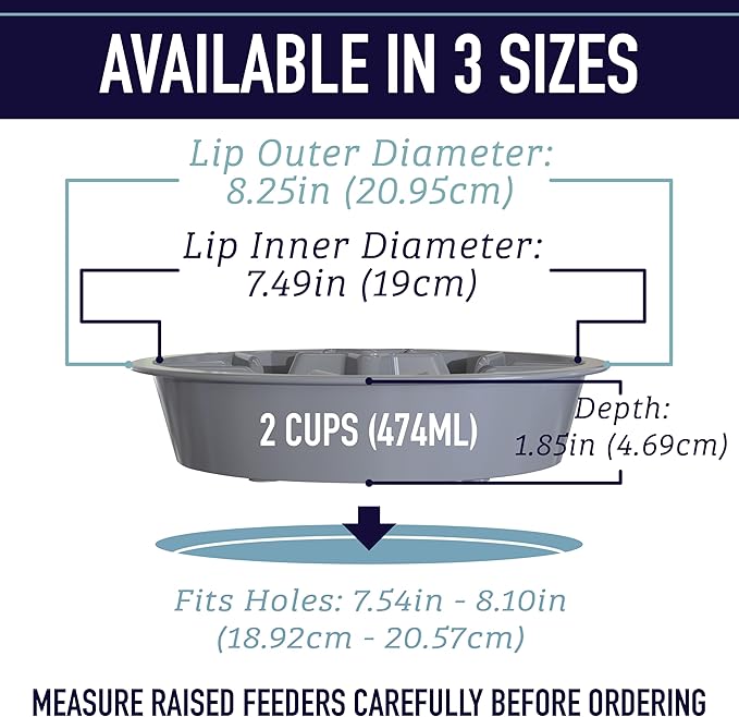 Leash Boss Slow Feeder Dog Bowl (2 Cup) - Puzzle Dog Food Bowl with Feeder Holes, Fits Elevated Pet Feeders, Slow Eating for Large, Medium & Small Sized Breeds - Blue