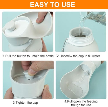 Dog Water Bottle,Portable Water Bowl for Dog,Collapsible Food Grade Silicone,Travel Pet Water Bottle for Outdoor Walking, Hiking, Camping,Gray