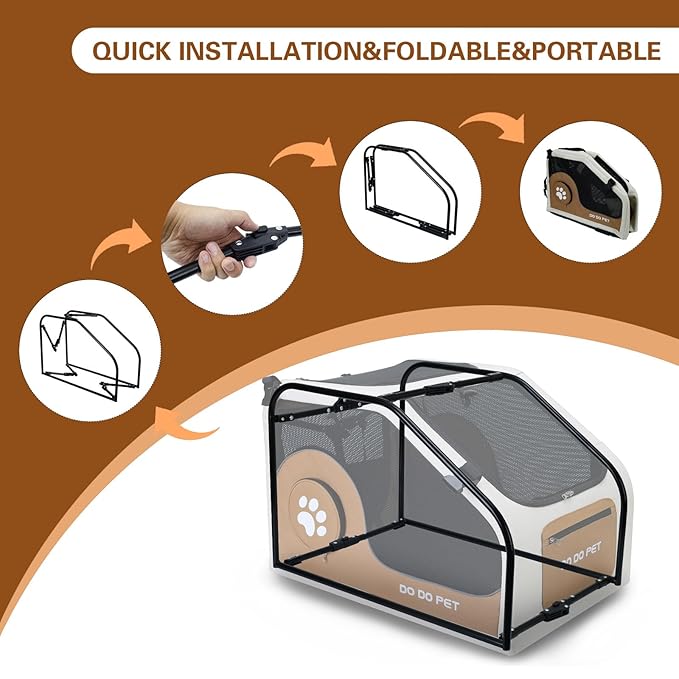 3-1 Dog Stroller for Medium Dogs,Collapsible Soft Dog Travel Crate with Metal Frame for Car Travel,Pet Stroller with Removable Carrier for Pets Up to70LBS(Brown)