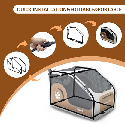3-1 Dog Stroller for Medium Dogs,Collapsible Soft Dog Travel Crate with Metal Frame for Car Travel,Pet Stroller with Removable Carrier for Pets Up to70LBS(Brown)