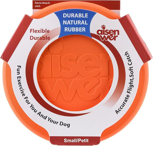 Dog Flying Disc - Durable Rubber Dog Toy for Fetch - Interactive Lightweight Flyer Dog Toys for Outdoor Playtime - Safer Disc for Healthy Activity - for Small/Medium Dogs