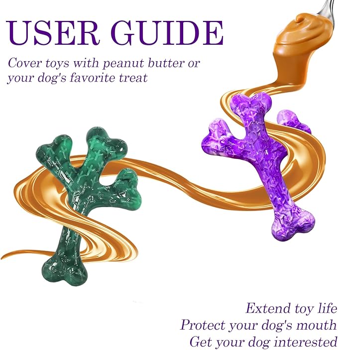 4 Pack (XL Cactus) Indestructible Tough Dog Toys for Aggressive Chewers: Beef Flavored Chew Bone for Large Dogs 20-90 lbs, Long Lasting & Keep Them Busy