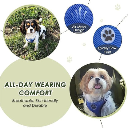Lukovee Dog Seat Belt for Car, Adjustable Dog Car Harness for Large Medium Small Dogs, Soft Padded & Breathable Mesh Dog Seatbelt with Car Strap and Carabiner (Blue,XXXS)