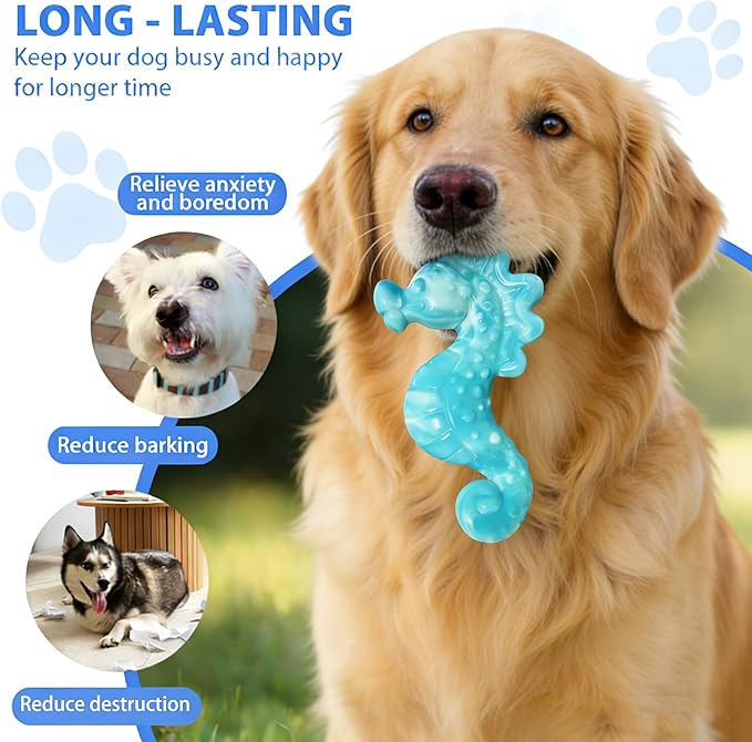 Dog Toys for Aggressive Chewers,3 Pack Indestructible Bone Toy, Ocean Series,Bacon Flavored,Durable Nylon Chew Toys for Medium & Large Breeds, Teeth Cleaning, Keep Them Busy