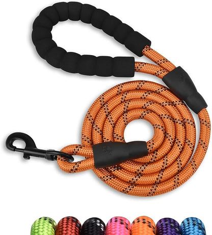 5/6 FT Strong Pet Dog Leash with Soft Padded Handle,Highly Reflective Rope for Night Walking,360-Degree Rotating Metal Buckle Without Tangles,Suitable for Small,Medium and Large Dogs.(5ft)