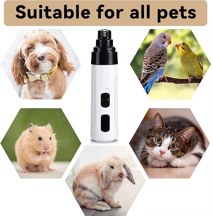 Upgraded Quiet Dog Nail Grinder, Professional 2-Speed Rechargeable Pet Nail Trimmer for Small/Medium/Large Dogs & Cats, Painless Paw Grooming with 2 Replacement Grinding Heads(M1)